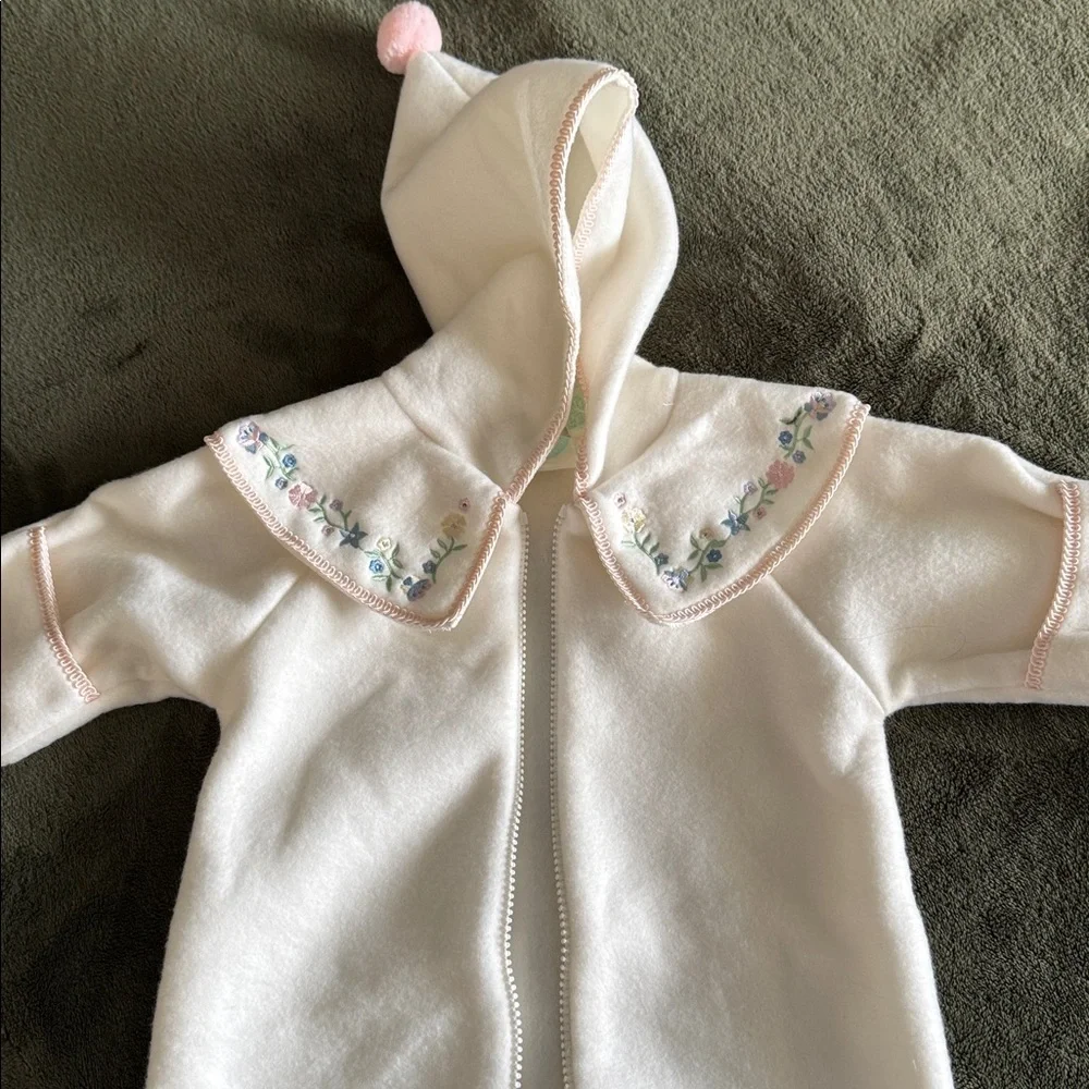 Vintage CC Baby Floral Embroidered Baby Bunting Snowsuit 0-3 Months